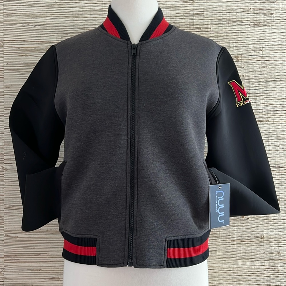 UMD Terps Bomber Letter Jacket Sweatshirt University Maryland Womens M 6 8